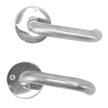 Imagem de Maçaneta de porta corta-fogo de aço inoxidável, processo de polimento à prova de ferrugem, puxador ergonômico para lareira