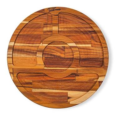 Imagem de Tábua Petisqueira de Madeira Nobre Tecawood 39Cm Para Servir com 4 Divisórias