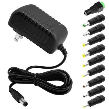 Imagem de MTYTOT Fonte De Alimentação 12V 2A Dc, Adaptador Ca De 24W, 100-240V 50-60Hz Ca Para Transformador De 12V 2000Ma, Cabo Adaptador De Alimentação Dc 12V Com 10 Pontas Para Fita De Led Dc12V, Câmera Cc