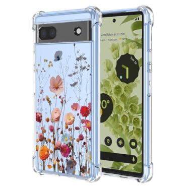 Imagem de RRXSYXL Capa para Google Pixel 6A com estampa floral transparente, capa macia à prova de choque para Google 6A, linda flor