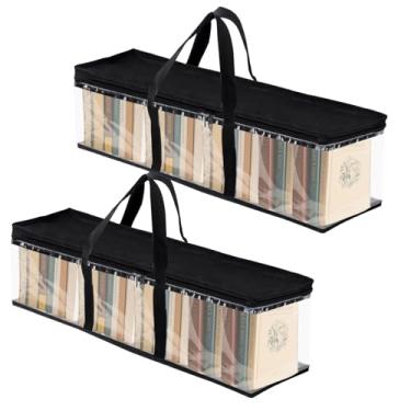 Imagem de Flagsky Estojo de CD Sacos de armazenamento de DVD, bolsa organizadora de mídia de PVC transparente para CDs, DVDs, Blu-Ray, capas de filmes, caixa VHS, discos de videogame, livros, álbuns - pode