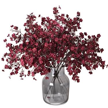Imagem de Momkids 6 peças de flores artificiais para bebês a granel flores de toque real flores de seda falsa em massa para casa cozinha outono buquê floral mesa arranjo floral mesa centro de mesa decoração de festa festival (vermelho outono)