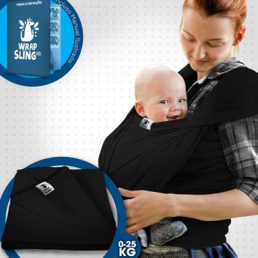 Imagem de Canguru Wrap Sling Bebê Carregador Carrier Enxoval Passeio Preto (Blac