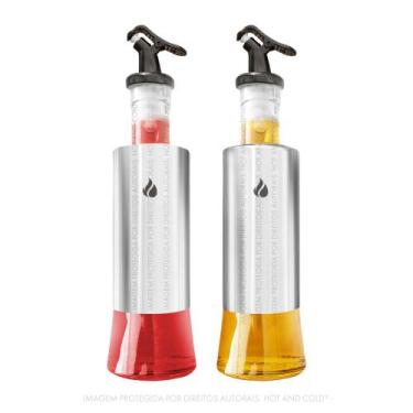 Imagem de Kit 2 Porta Azeite Galheteiro 300 Ml Vidro Aço Inox Dosador - Hot and 