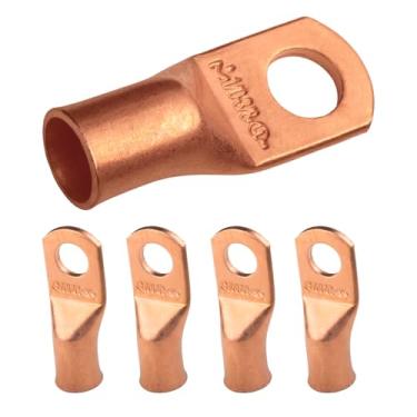 Imagem de SELTERM 5 peças 1/0 AWG 3/20.3 cm terminais de fio de cobre, terminais de anel, terminais de cabo de bateria, conectores de terminal de anel de calibre 0, conectores de terminal de bateria de ilhós de
