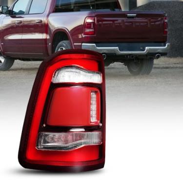 Imagem de AUTOONE Conjunto de lanterna traseira de LED completo para Ram 1500 2500 3500 2019-2022, lado do motorista com lente vermelha e preta, blubs incluídos, montagem de luz traseira anti-UV Ram