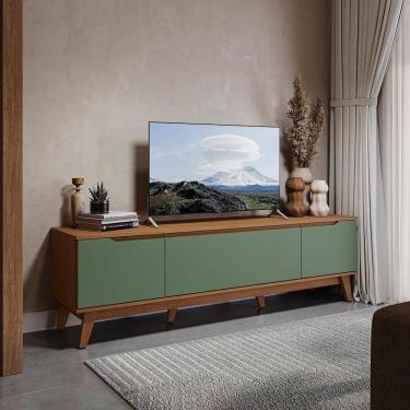 Imagem de Rack Kappesberg 3 Portas Canela/Verde Oliva 180cm