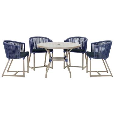 Imagem de  Mesa com 4 Cadeiras de Jantar Roma 100cm e Noronha em Aluminío