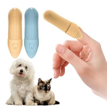 Imagem de Jack & Milo Pacote com 2 escovas de dentes de silicone macio para animais de estimação, escova de dentes suave para cães pequenos, filhotes e gatos, cuidados bucais seguros para bebês e animais de