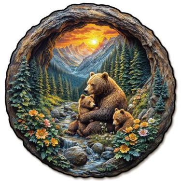 Imagem de Quebra-cabeça de madeira KAAYEE Brown Bear Embrace 3D Visual Effect
