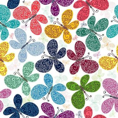 Imagem de Papel Parede Adesivo Borboletas Coloridas Quarto Infantil