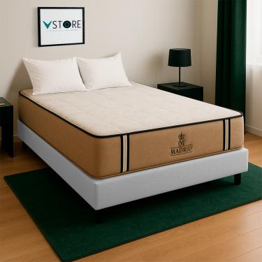 Imagem de Cama Box Baú Viúvo Branco E Colchão Madrid Molas Vstore