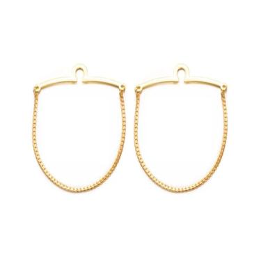 Imagem de RunootPR Corrente masculina dourada de 6 cm, simples, 2 peças, prendedor de gravata com corrente de joias de negócios, 2.4inches, latão, Latão