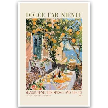 Imagem de Pintura de parede de cozinha, restaurante, pôster, vintage, Itália, arte de parede, bar, carrinho, imagem moderna, Itália, jantar, festa, laranjas, decoração de parede, 40,6 x 61 cm, tela sem moldura