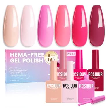 Imagem de Rosiour Conjunto De Esmaltes Em Gel Rosa 18Ml, 6 Cores, Kit Francês Nude Com Luz Quente Sem Hema Para Arte Duradoura, Design Soak Off Uv, Presente Mulheres E Meninas, Salão Beleza Faça Você Mesmo