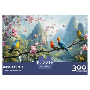 Imagem de Quebra-cabeça de pássaro 300 peças para adultos divertido decoração de casa jogo educativo brinquedo alívio de estresse desafio de jogo intelectual educacional 300 peças (40 x 28 cm)
