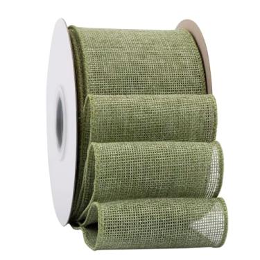 Imagem de Ribbonitlux Fita De Juta Com Arame Spring Moss, 7,6 Cm X 20 Metros, Borda Para Embrulho Presente, Laço Grande, Guirlanda E Decoração Árvore Natal