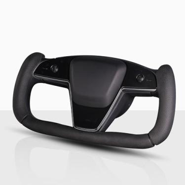 Imagem de Capa de volante para volante Tesla Yoke, capa de volante de carro para Tesla Model S 2021-2023 / Model X 2021-2023 Acessórios de volante preta