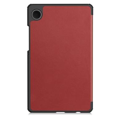 Imagem de Compatível com Samsung Galaxy Tab A9 Case SM-X110 8,7 polegadas Case Tri-Fold Smart Tablet Case, Capa protetora leve Hard PC Back Shell Slim Case Multi-View Angles, Auto Wake Sleep(Dark Red)