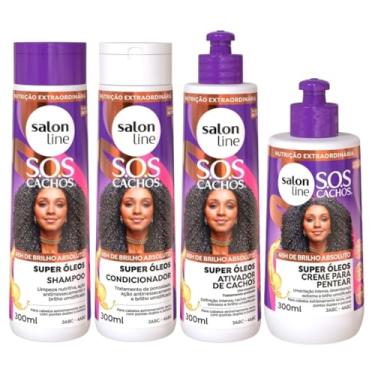 Imagem de Kit Super Óleos com Shampoo, Condicionador, Ativador e Creme de Pentear 300ml Salon Line