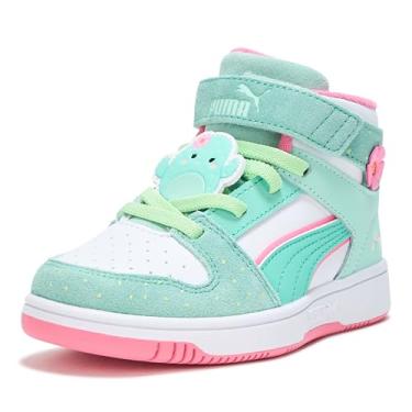 Imagem de PUMA Tênis unissex infantil Rebound Layup Mid Squishmallows Hook and Loop, Mint-puma White-mint Melt, 12 Little Kid