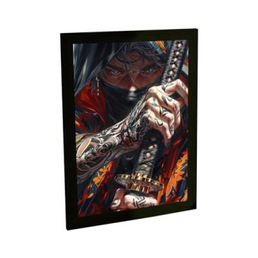Imagem de Quadro Decorativo Samurai Moderno Com Espada Anime Poster Quarto Sala