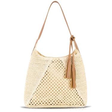 Imagem de QTKJ Bolsa de praia de palha para mulheres, sacola de grande capacidade, bolsa de mão para férias, viagens, uso diário (estilos 315