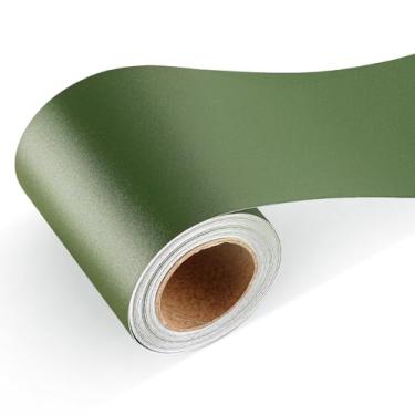 Imagem de HelloWall Borda de papel de parede de banheiro de 7,6 cm x 15,2 m, à prova d'água, verde-oliva, borda espelhada, borda removível para quadro de avisos, fita espelhada, bordas de parede, decoração de