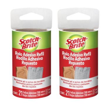 Imagem de 2 Rolo Adesivo Tira Pelo Scotchbrite 3m Roupa Sofa + 2 Refil