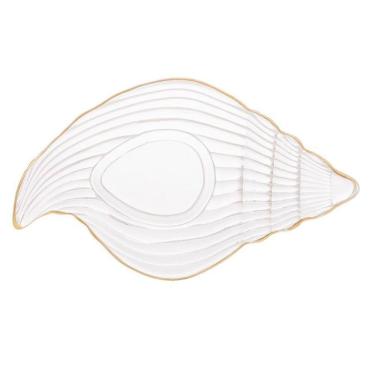 Imagem de Bowl De Vidro Concha Caracol Com Filete Dourado 20X12 Mesa Posta 61487