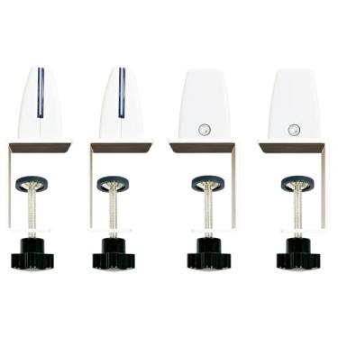 Imagem de Jhanw Sneeze Guard Braçadeira de suporte para painel de espessura de 1/8" a 1", braçadeira divisória de mesa ajustável, clipes de divisória de mesa de alumínio, grampo de separação de acrílico acrílico branco, clipes de painel de privacidade de mesa pacote com 4