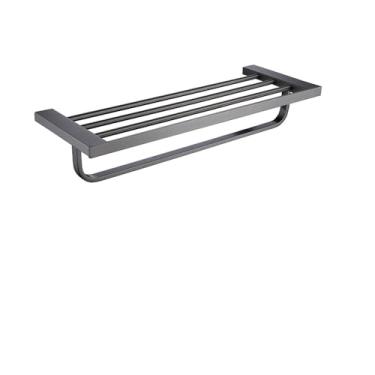 Imagem de Conjunto de acessórios para banheiro - Ganchos para toalhas, porta-papel, prateleira de canto de vidro - Aço inoxidável, toalheiro