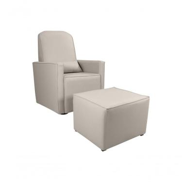 Imagem de Poltrona Amamentação Com Balanço + Puff Sintetico Bege Matrix Annecy