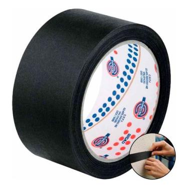Imagem de Rolo Fita Crepe Adesiva Preta 48mm X 50m Fácil Remoção - Eurocel