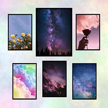 Imagem de Kit de 6 Quadros com Moldura - Flores e Céu Tumblr Colorido