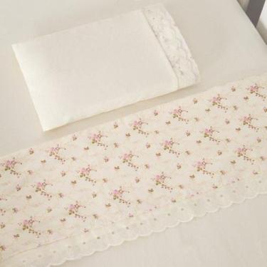 Imagem de Jogo de Lençol Mini Berço 3 pcs Bebê Menina Amarilys Floral - Carinha 