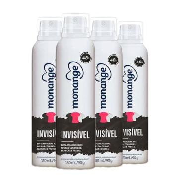 Imagem de Kit Desodorante Aerosol Monange Invisível 90g - 4 unidades