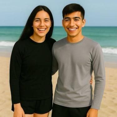 Imagem de Kit c/ 2 Camisetas Térmica Proteção UV Original Segunda Pele Manga Lon