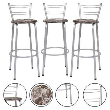 Imagem de Banquetas Cadeiras Bancos Alto 70cm 3 Unidades Premium Para Cozinha Ba