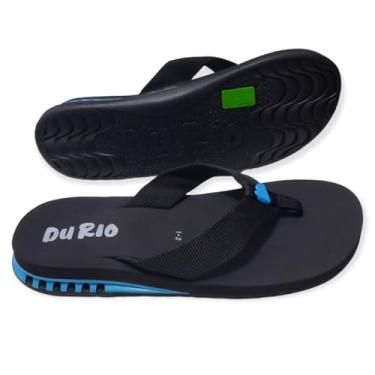 Imagem de Chinelo Masculino Com Salto DuRio Air Para Esporão Fascite Plantar Ortopédico Vegano (Preto Azul, BR, Adulto, Numérico, 36)