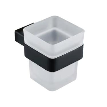 Imagem de Conjunto de acessórios para banheiro, preto fosco, aço inoxidável Sus304, suporte para papel, porta-escovas de dentes, barra para toalhas, prateleiras para banho (copo para escovas de dentes)