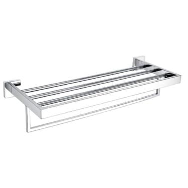 Imagem de Conjunto de acessórios para banheiro cromados e polidos, prateleira de parede para banheiro, cabide para roupão, suporte para papel higiênico, toalheiro de aço inoxidável (porta-toalhas CS)