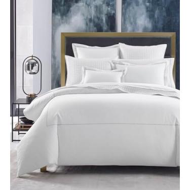 Imagem de Hotel Collection Conjunto completo de capa de edredom Queen Percal italiano, 3 peças, branco/prata - Feito na Itália