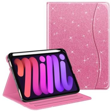 Imagem de Fintie Capa fólio para iPad Mini 7 (A17 Pro, 7ª geração) 2024/iPad Mini 6 (6ª geração) 8,3 polegadas, suporte inteligente multiângulo com suporte para lápis e bolso, hibernar/despertar automático