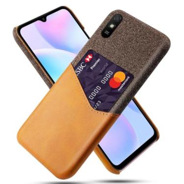 Imagem de Capa para Xiaomi Redmi 9A,Tela e tampa de couro PU,Antideslizante,360°cobertura completa à prova de choque com 1 slot de cartão atrás,Prevenção de queda-Brown