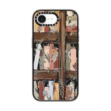 Imagem de CASETiFY Capa Impact para iPhone 16e [4X testada contra quedas de grau militar/proteção contra quedas de 2,5 metros/compatível com Magsafe] - Bookshelf Garden by KT's Canvases - Preto transparente