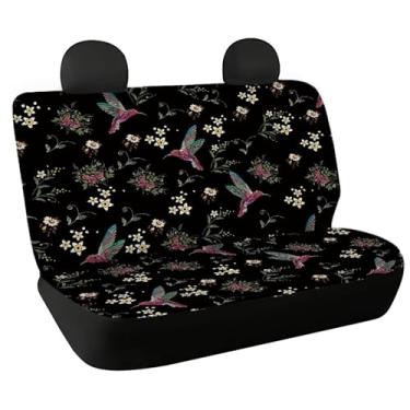 Imagem de TOADDMOS Capas de assento de carro com beija-flor floral para banco traseiro para mulheres para todos os climas, cobertores, capas de assento elásticas, capa de almofada de assento de ajuste universal