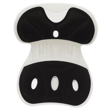 Imagem de Almofada ergonômica para assento de apoio lombar e costas com design de pétalas para correção da postura das costas da cadeira, adequada para longas horas sentado de polipropileno, esponja (preto)