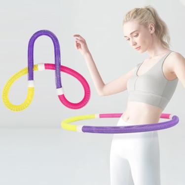 Imagem de MAAOBR Bambolê de Mola Macia para Adultos, Dobrável, Fitness, Design Adaptável à Cintura, Anel de Exercício com Peso, Equipamento Portátil de Exercício de Emagrecimento para Casa e Viagem(Light blue 1