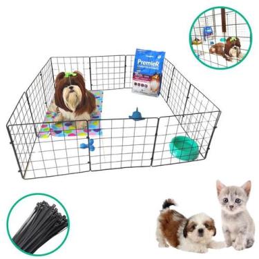 Imagem de Cercado Pet Modular 12 Telas 30x30cm Gaiola Coelho Gato Cão Pequeno Te